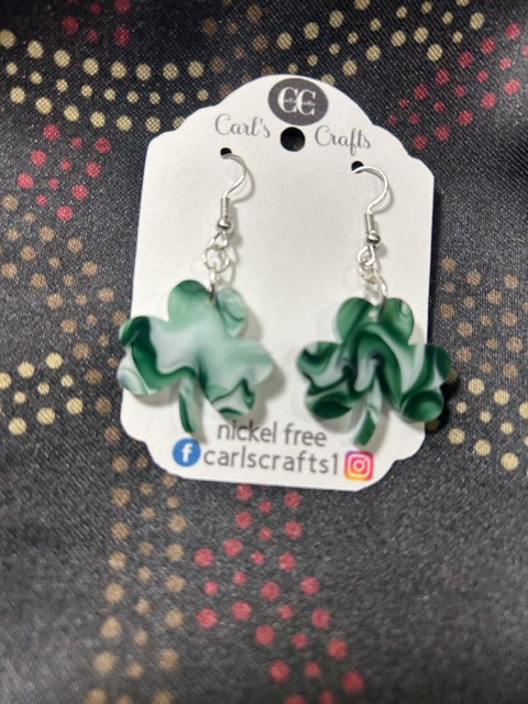 Shamrock Marble Green Dangles