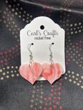 Pink Marble Heart Dangles
