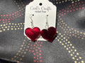 Red Mirror Heart Dangles