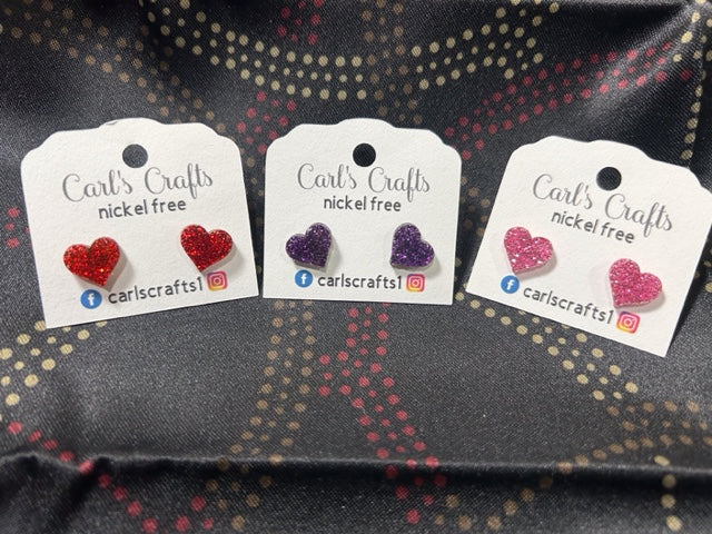 Glitter Heart Stud