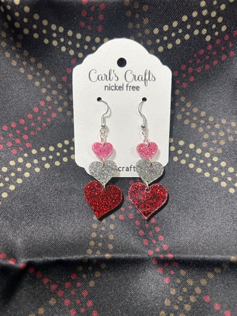 Glitter Heart Dangles - 3 hearts
