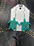 Sea Turtle Glitter teal dangles