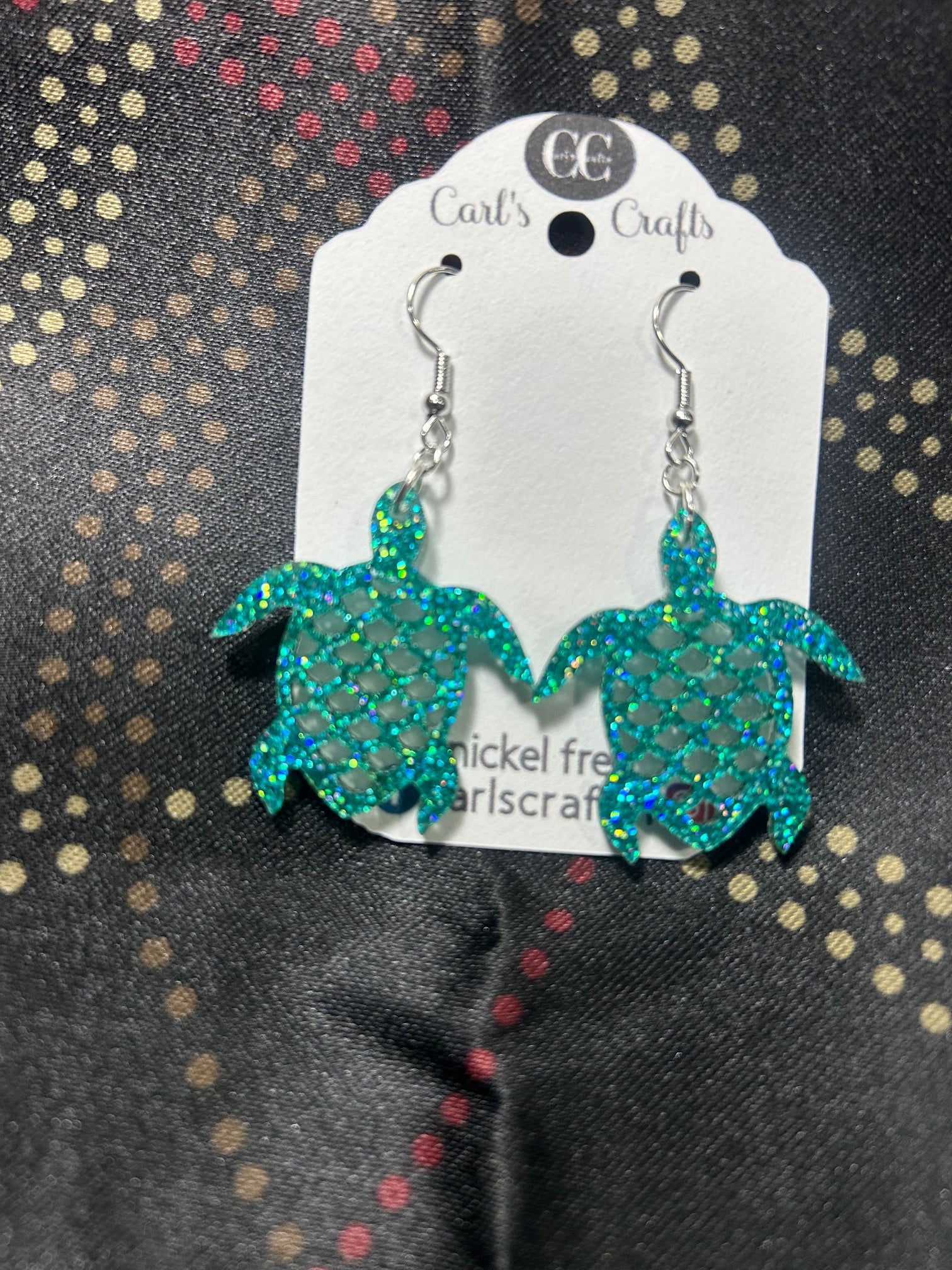Sea Turtle Glitter teal dangles