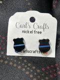 police badge blue line studs
