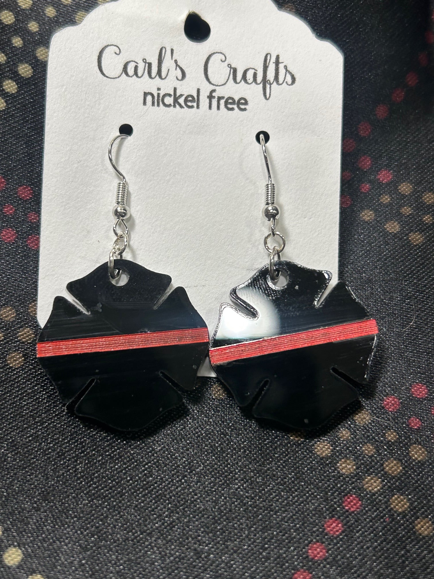Fire dept badge red line dangles