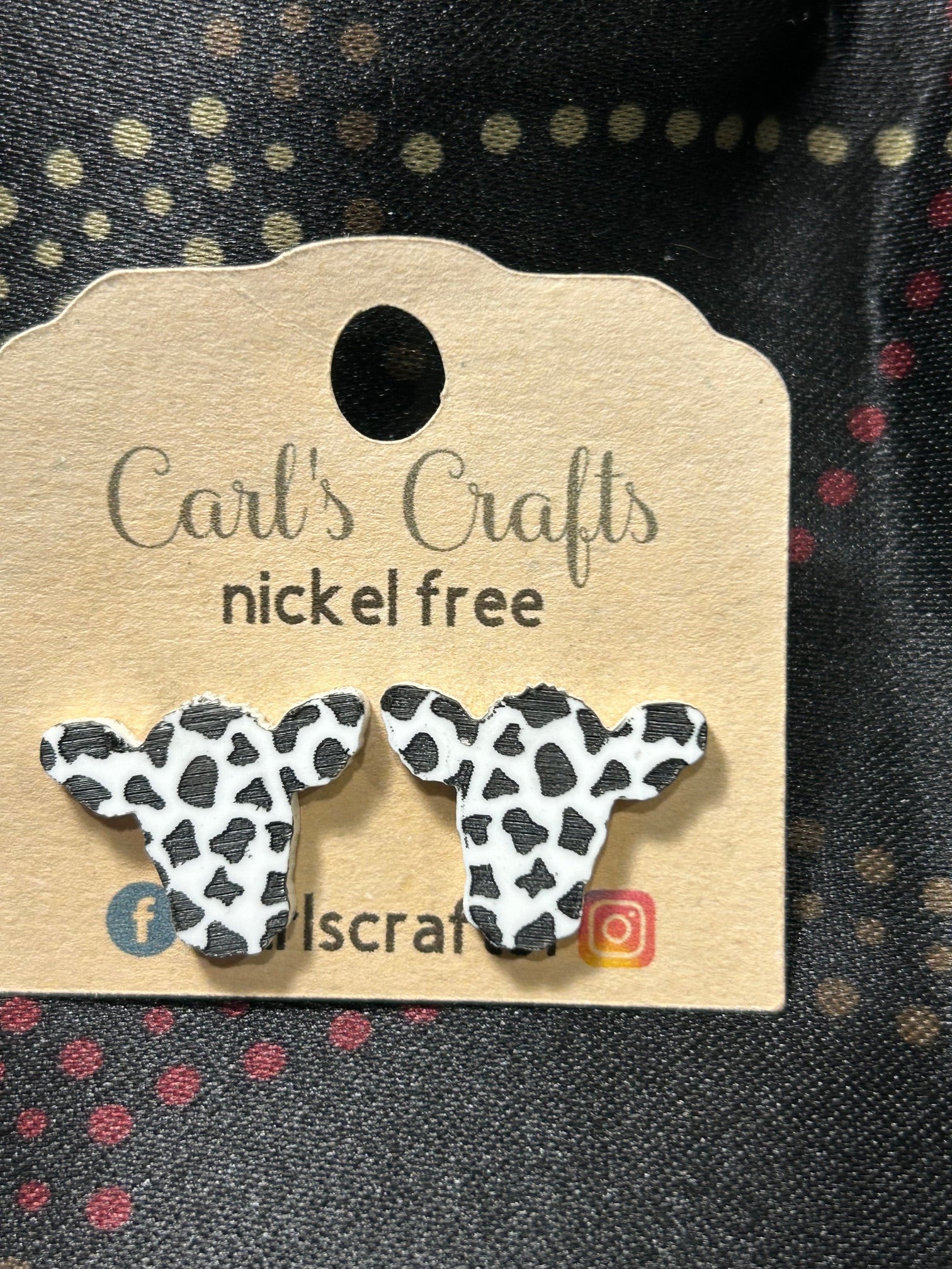 Cow print cow studs