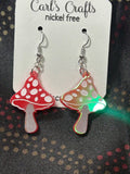 Mushroom red iridescent dangles