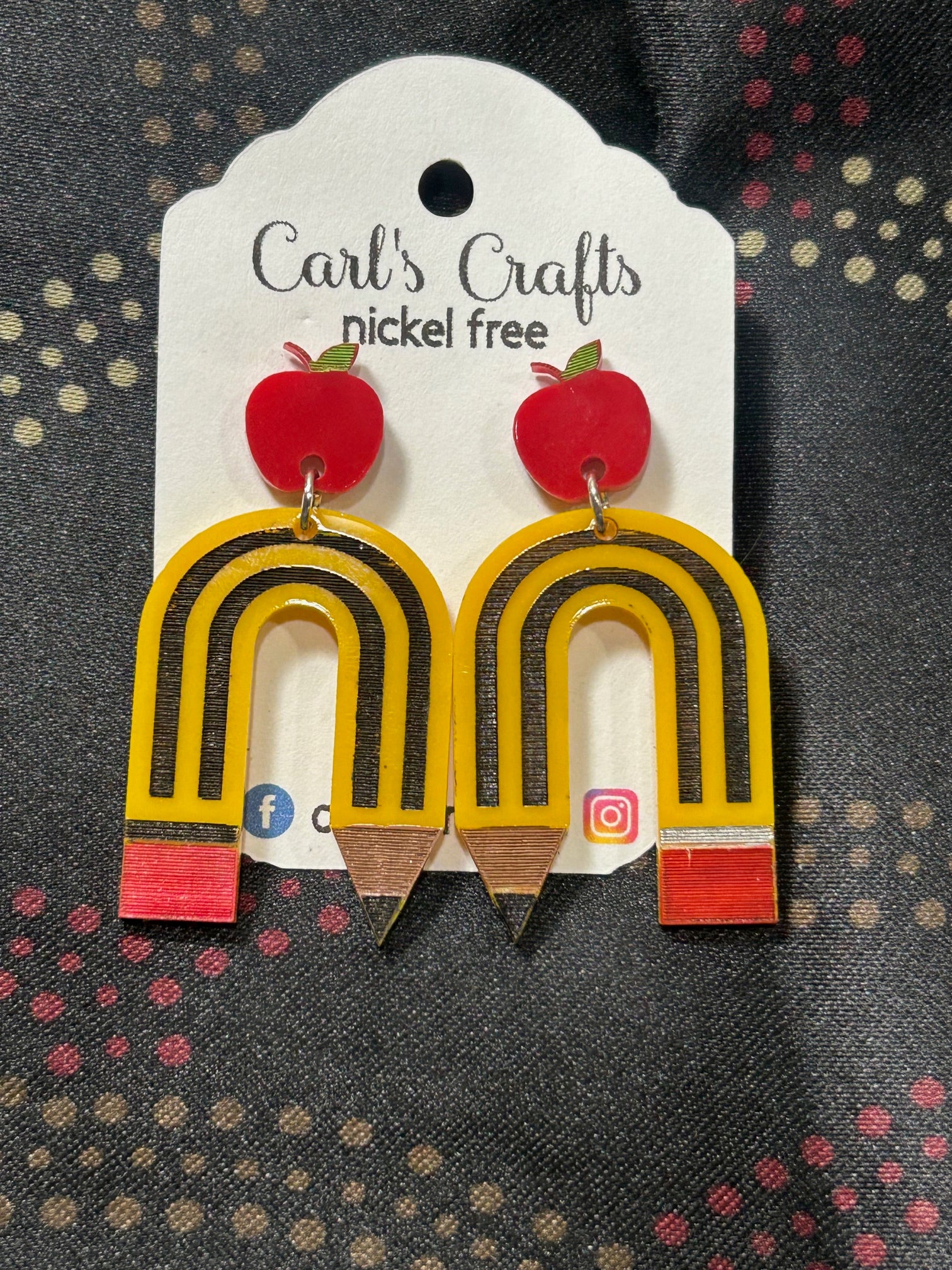 bent pencil & apple dangles